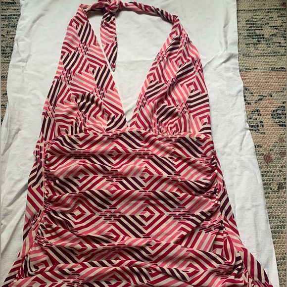 Pink, Patterned Halter Tank - Picture 3 of 7